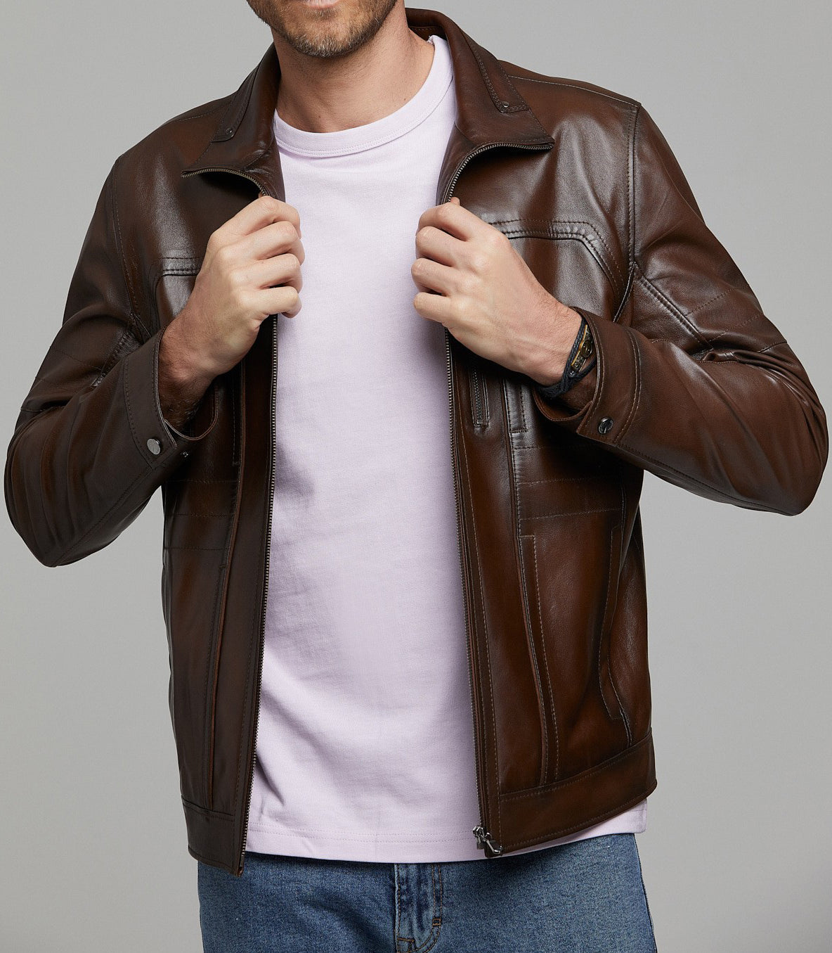 Bruno Brown Stylish Men's Leather Jacket