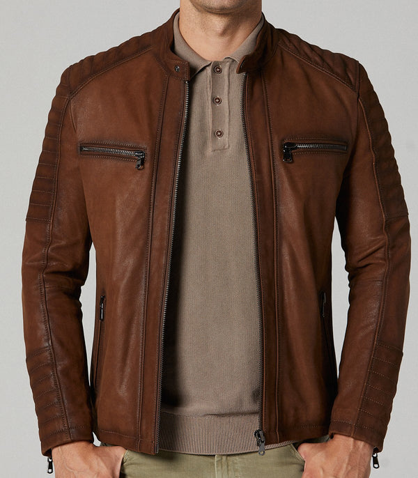 Dali Brown Leather Jacket For Men