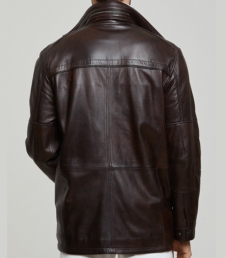 Eduardo Brown Leather Jacket For Men