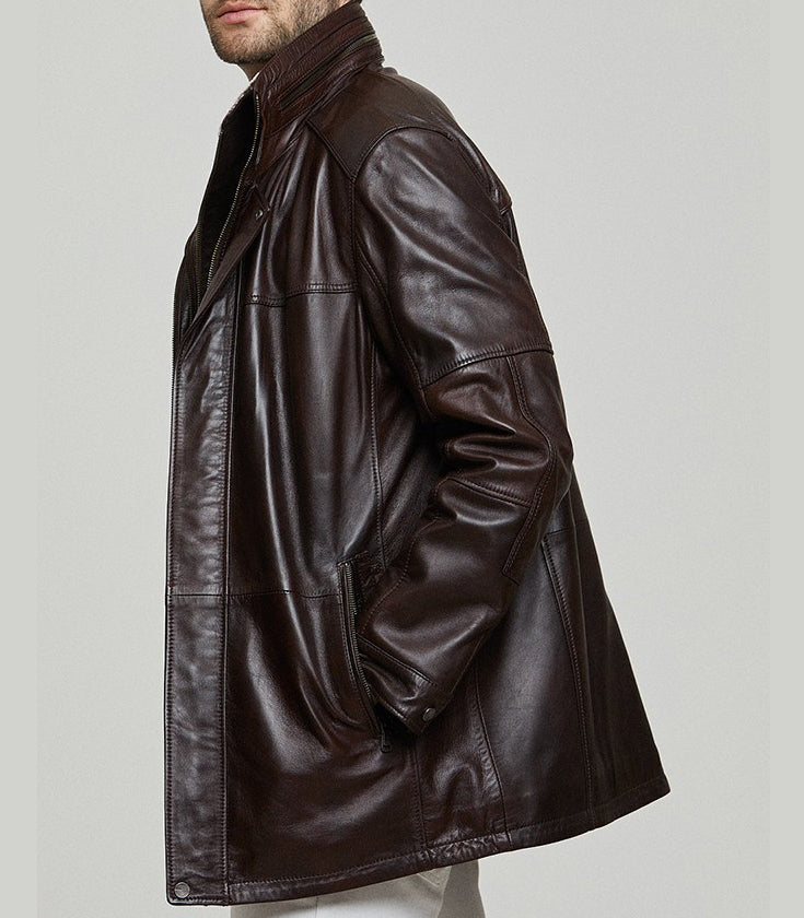 Eduardo Brown Leather Jacket For Men