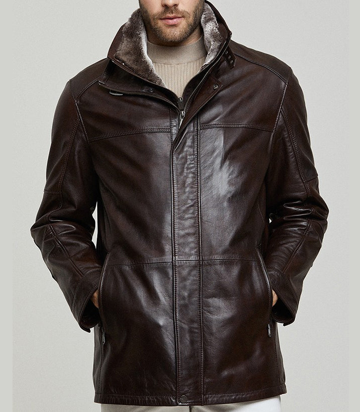 Eduardo Brown Leather Jacket For Men