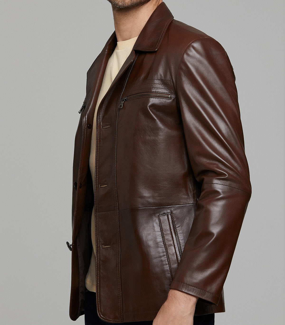 Jeremy Brown Leather Jacket For Men
