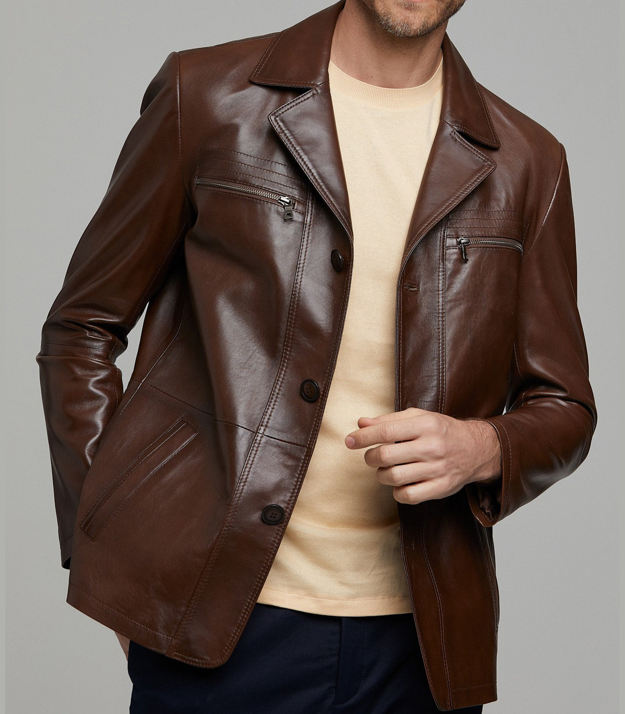 Jeremy Brown Leather Jacket For Men