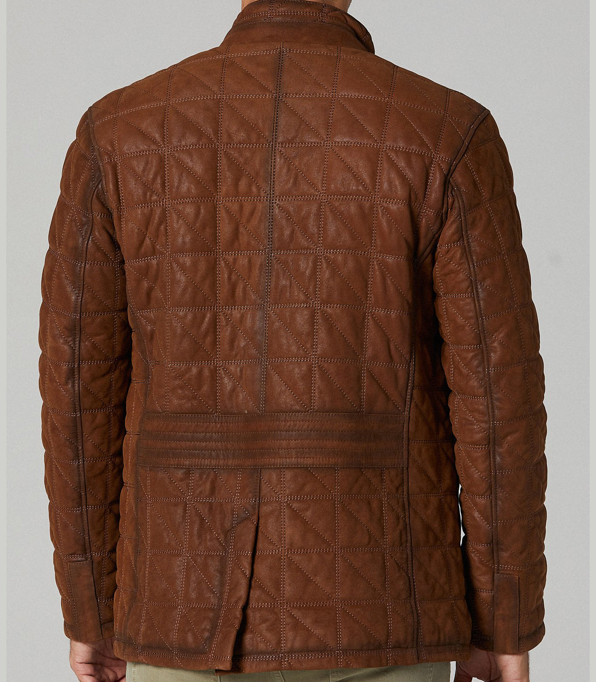 Jack Quilted Brown Leather Jacket For Men