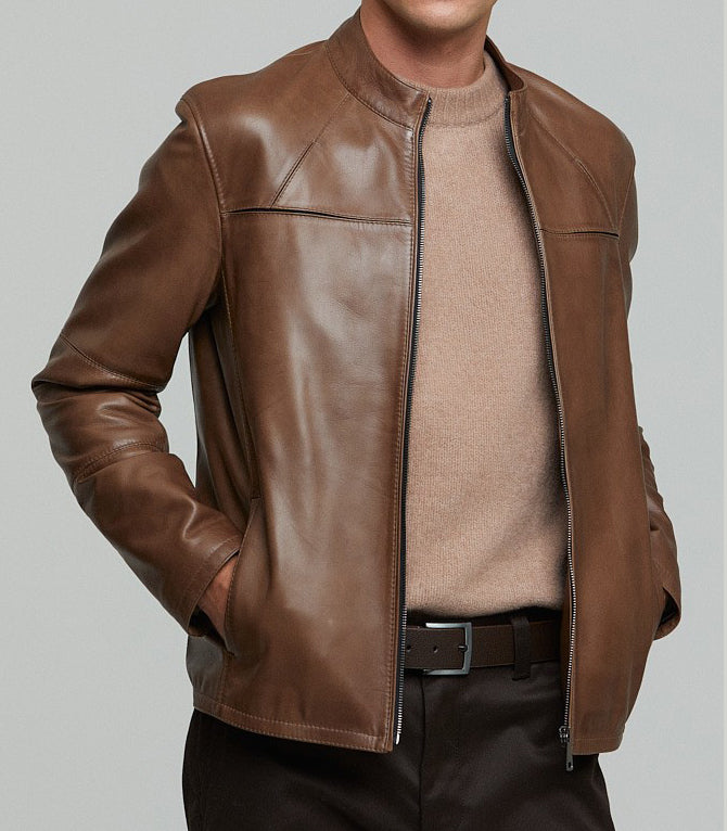 NeyMar  light Brown stylish Leather Jacket For Men