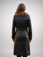 Brown Brenda Leather Coat For Women's
