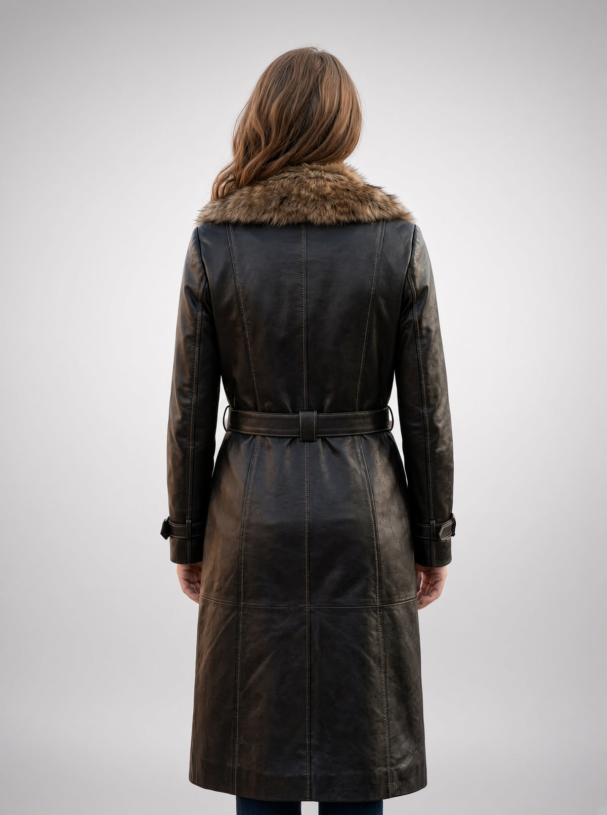 Brown Brenda Leather Coat For Women's