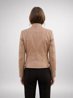 Brown Donna Women Slim Fit Leather Jacket