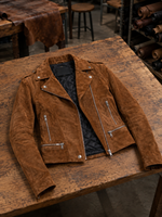 Brown Suede Biker Leather Jacket For Women