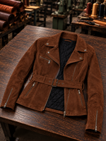 Brown Suede Mayfair Leather Jacket For Women