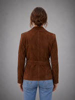 Brown Suede Mayfair Leather Jacket For Women