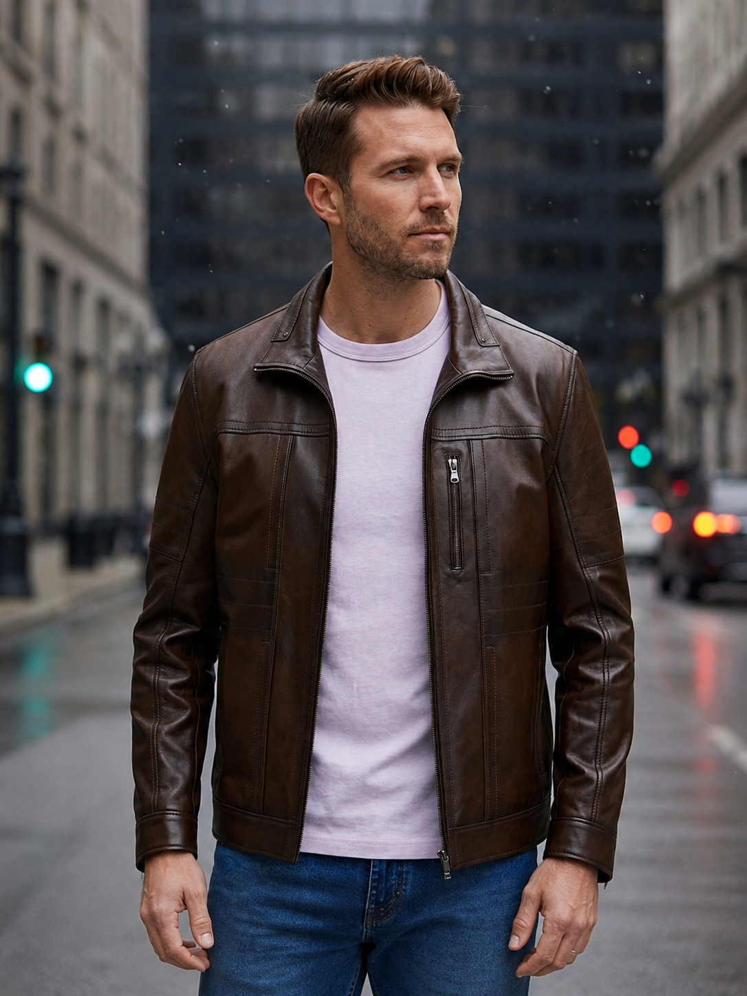 Bruno Brown Stylish Men's Leather Jacket