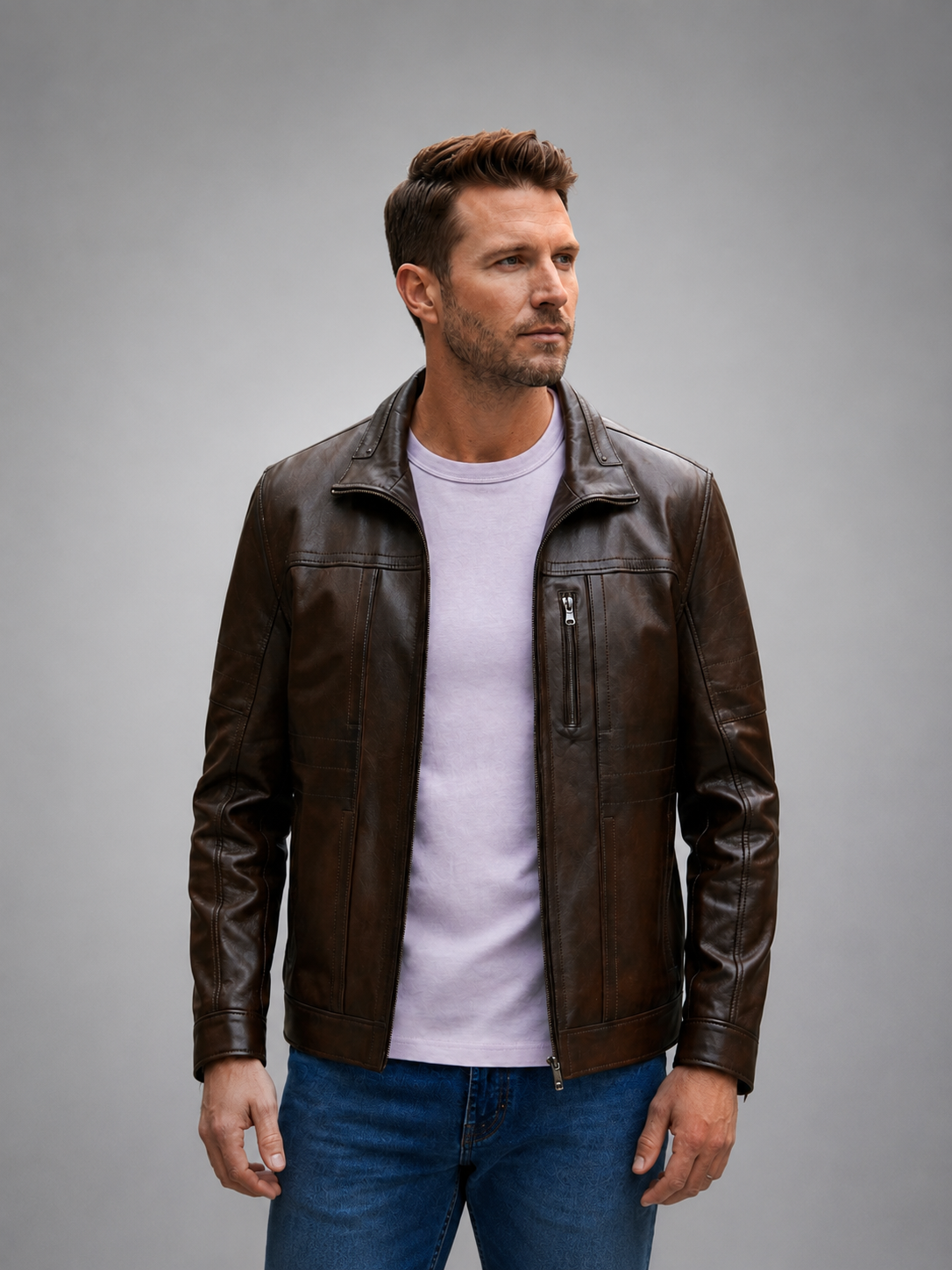 Bruno Brown Stylish Men's Leather Jacket