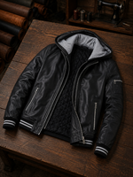 Bryson Black Stylish Leather Jacket For Men With Hood