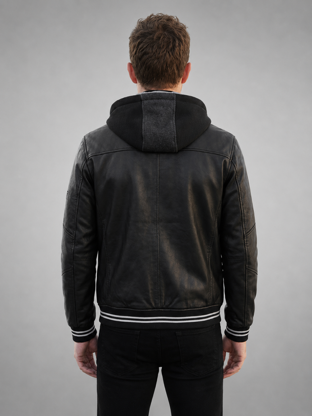 Bryson Black Stylish Leather Jacket For Men With Hood