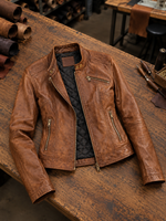 Burnt Seinna Women Brown Leather Jacket