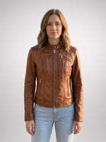 Burnt Seinna Women Brown Leather Jacket
