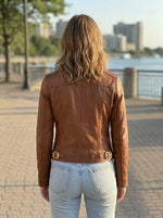 Burnt Seinna Women Brown Leather Jacket