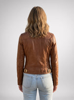 Burnt Seinna Women Brown Leather Jacket