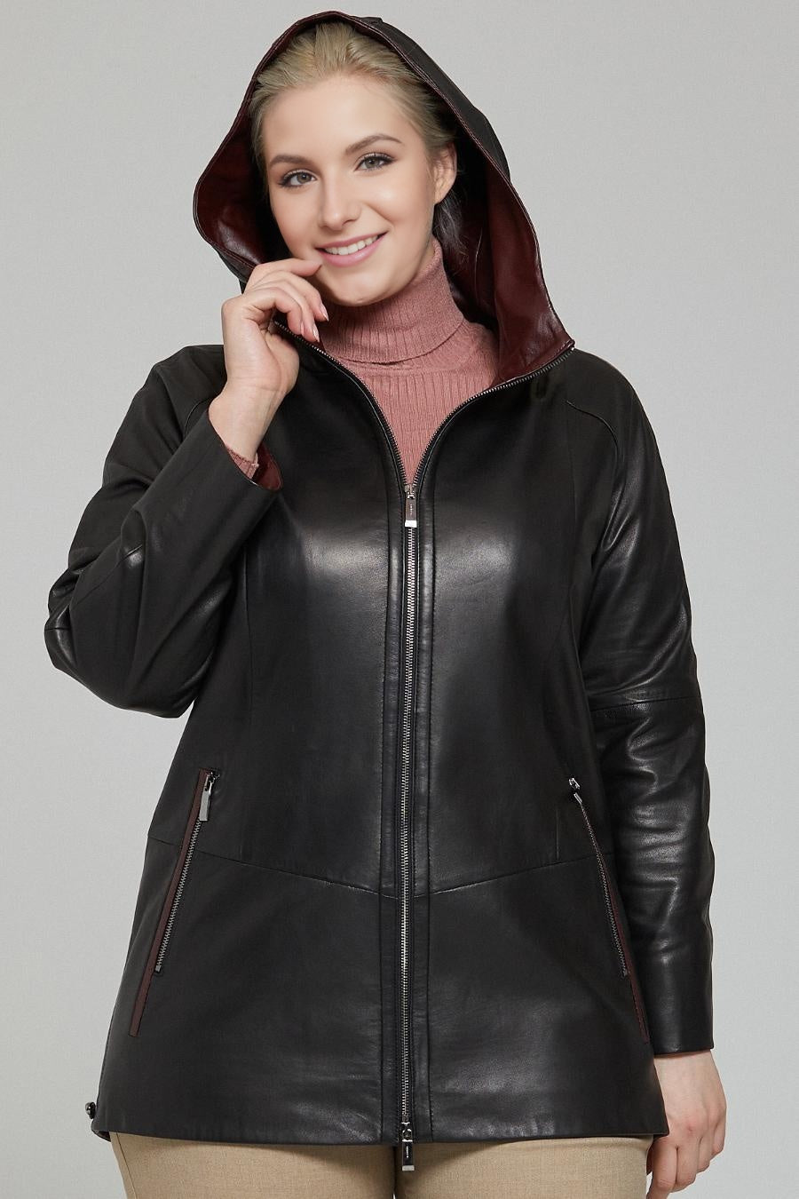 Black Long Leather Jacket For Women