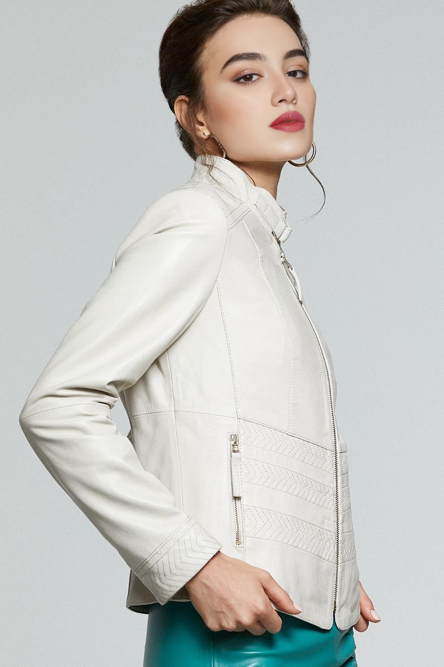 Snow White Leather Jacket For Women