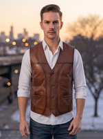 Calvin Brown Vest Jacket For Men