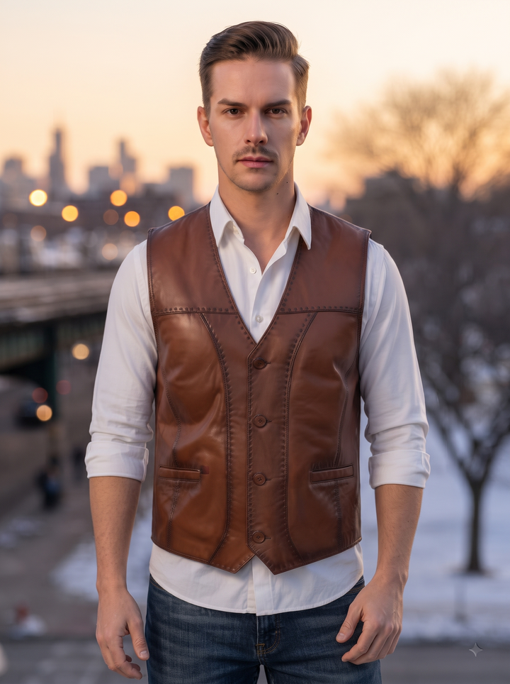 Calvin Brown Vest Jacket For Men