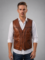 Calvin Brown Vest Jacket For Men