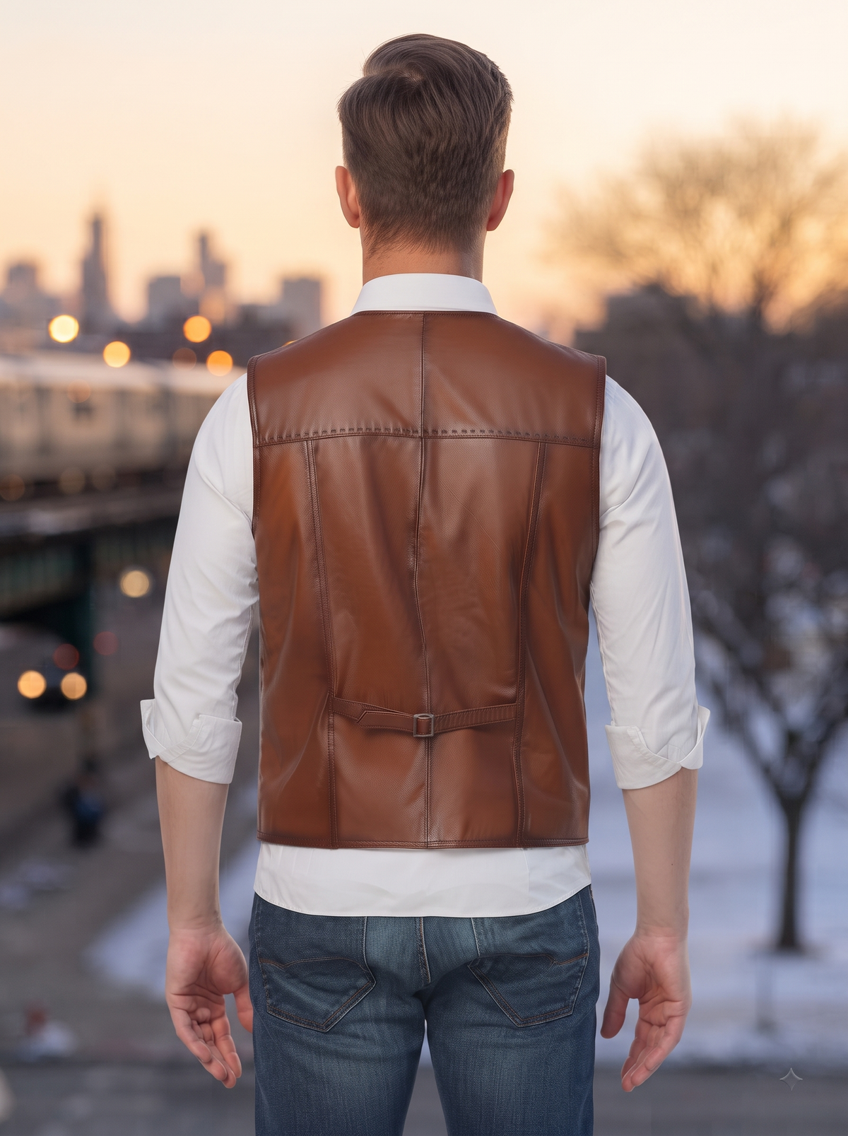 Calvin Brown Vest Jacket For Men