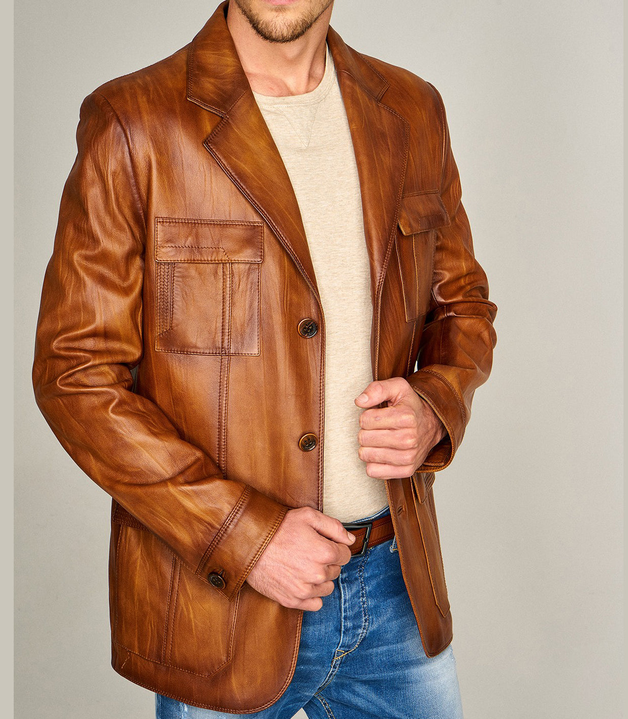 Camel Kevin Brown Coat For Men
