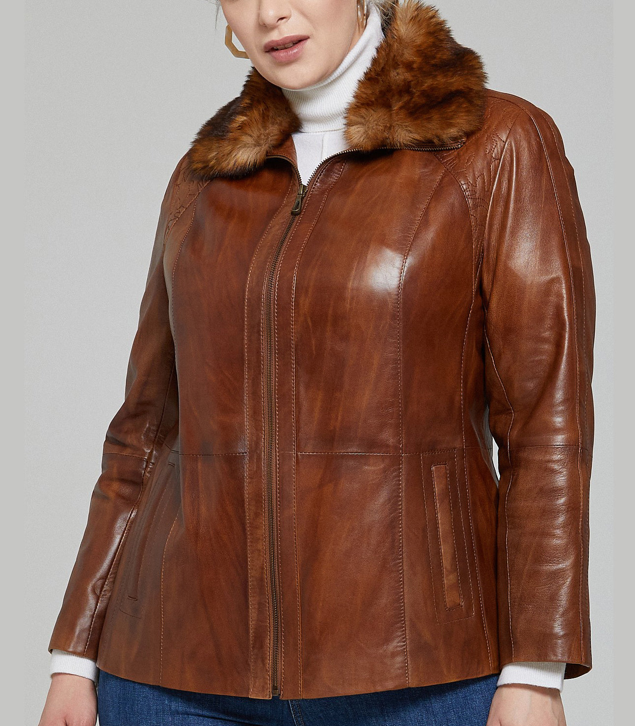 Camel Samantha Women Leather Jacket