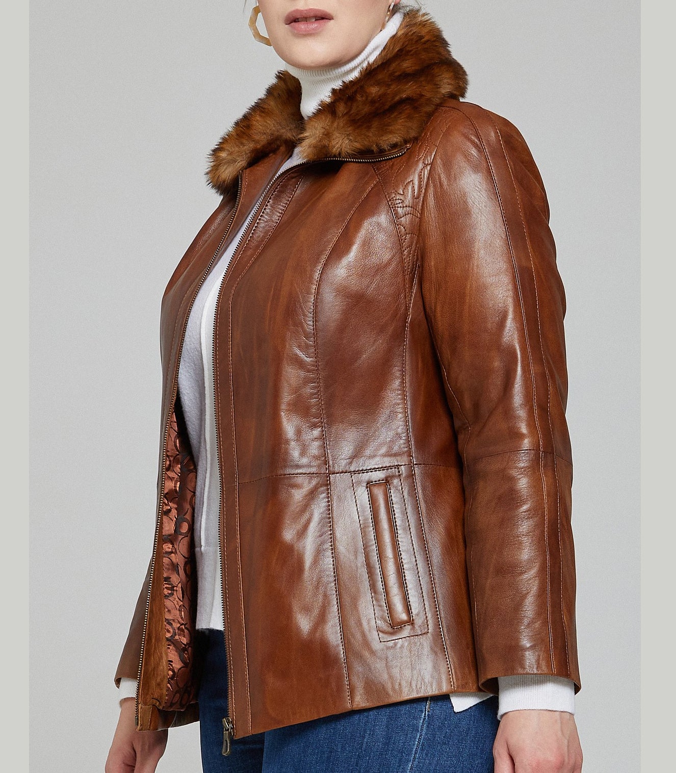 Camel Samantha Women Leather Jacket