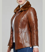 Camel Samantha Women Leather Jacket