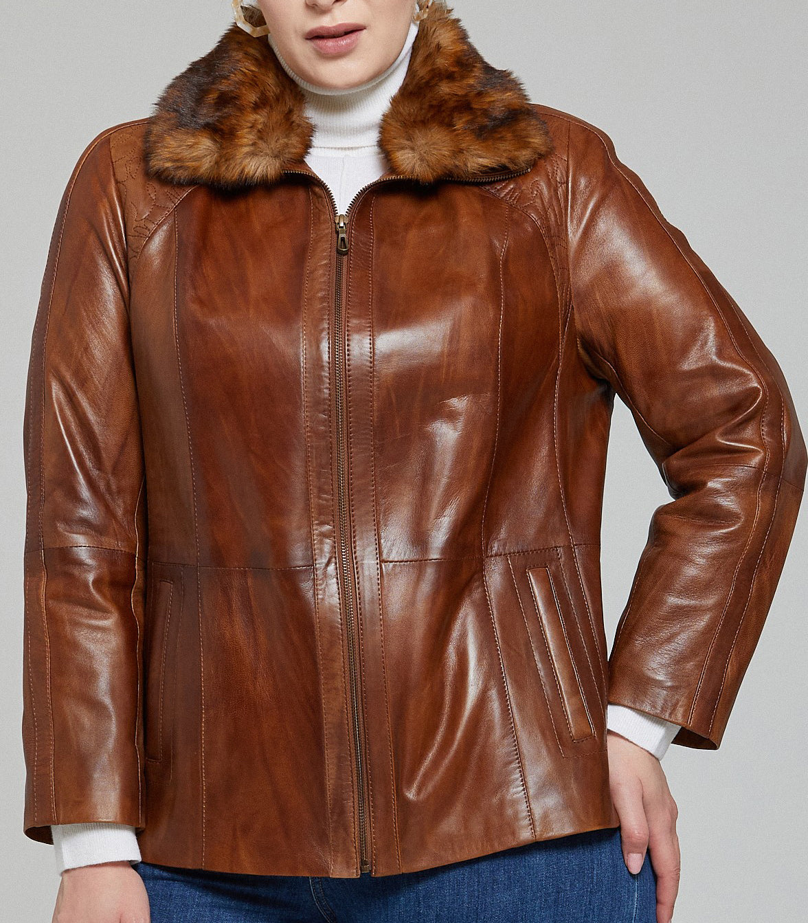 Camel Samantha Women Leather Jacket