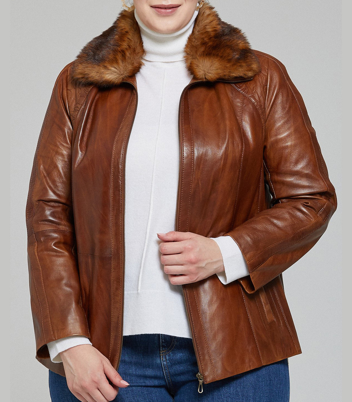 Camel Samantha Women Leather Jacket