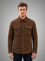Kante Camel Shirt Collar Men’s Suede Leather Jacket