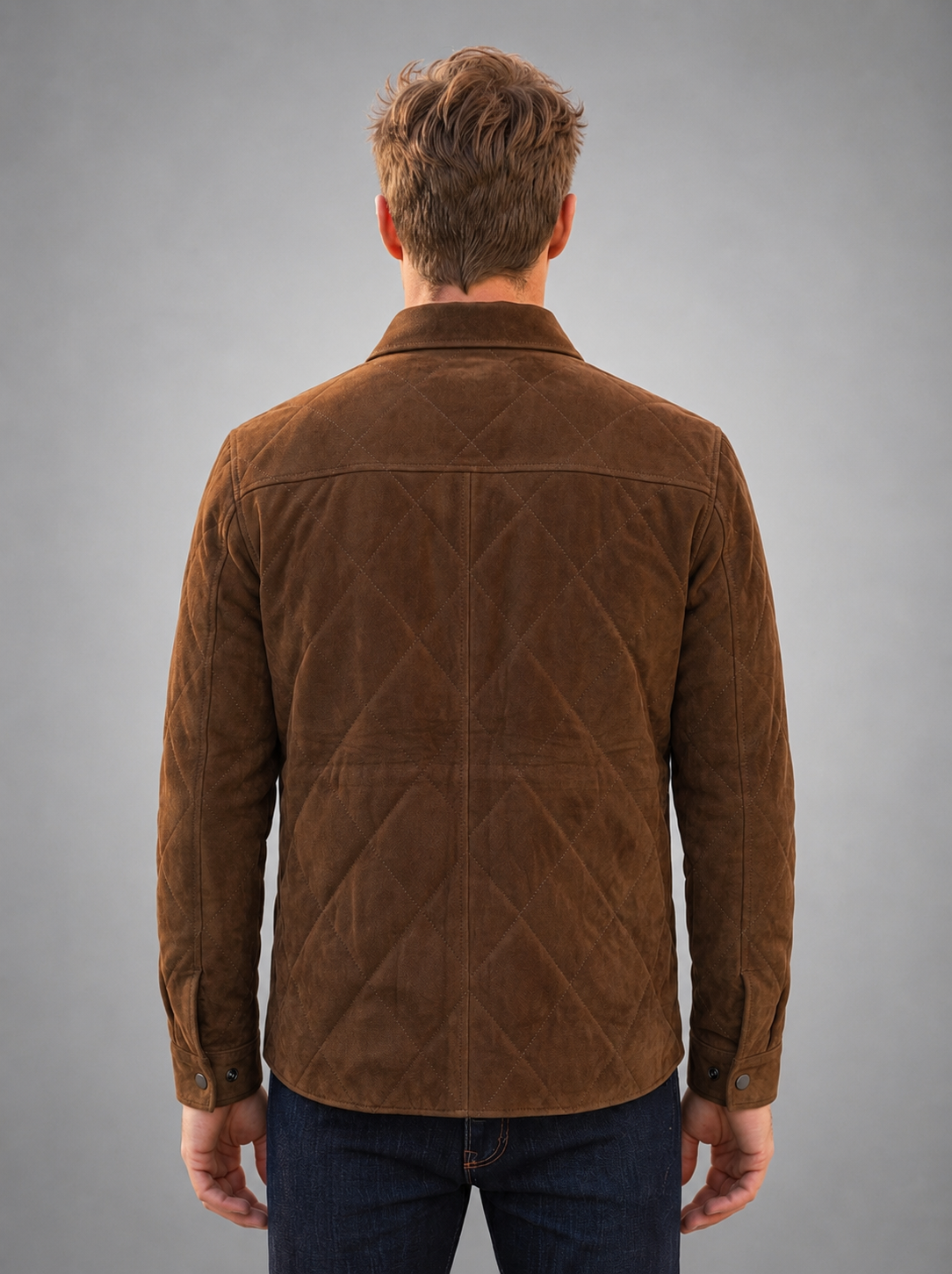 Kante Camel Shirt Collar Men’s Suede Leather Jacket