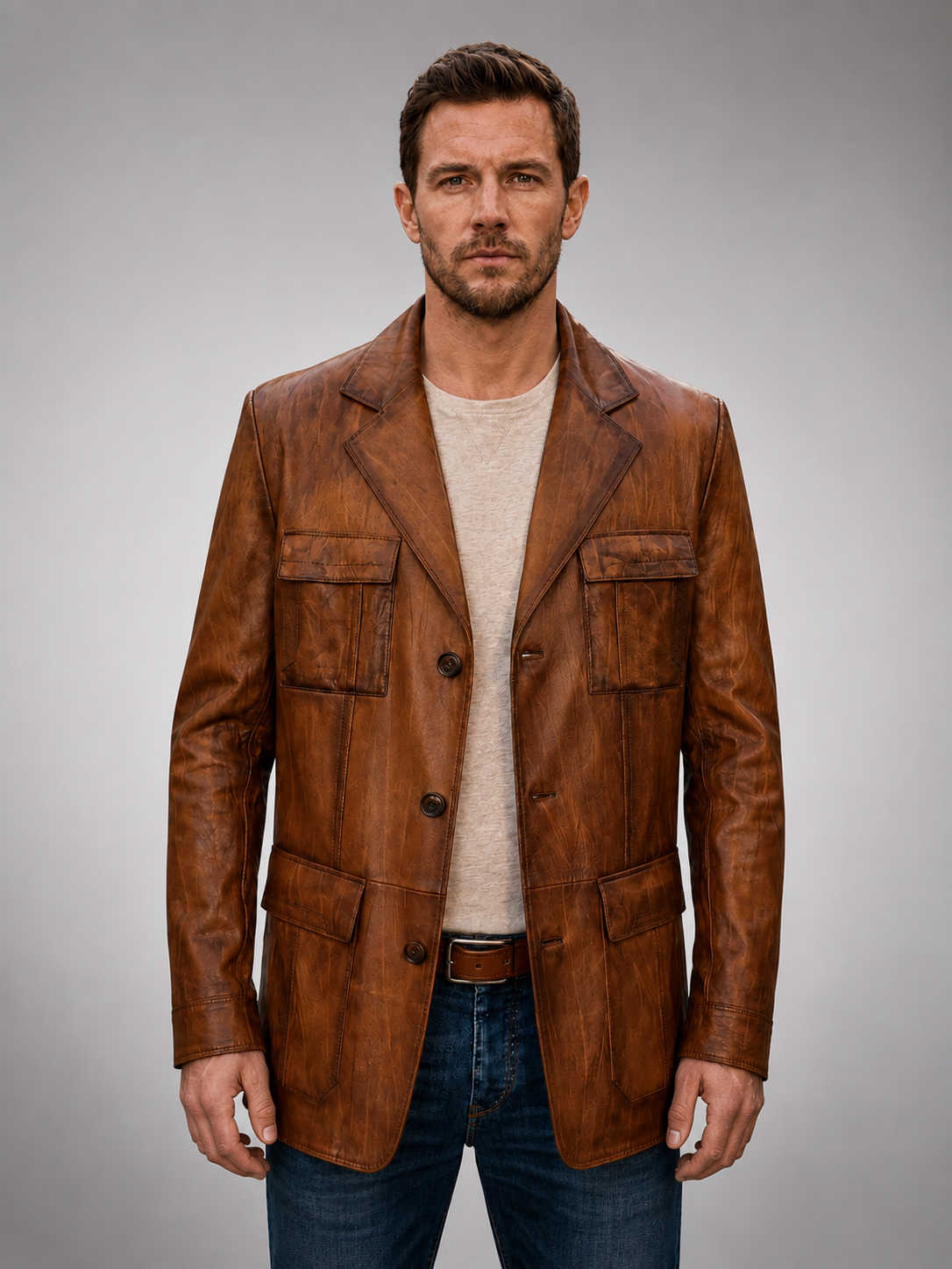 Camel Kevin Brown Coat For Men