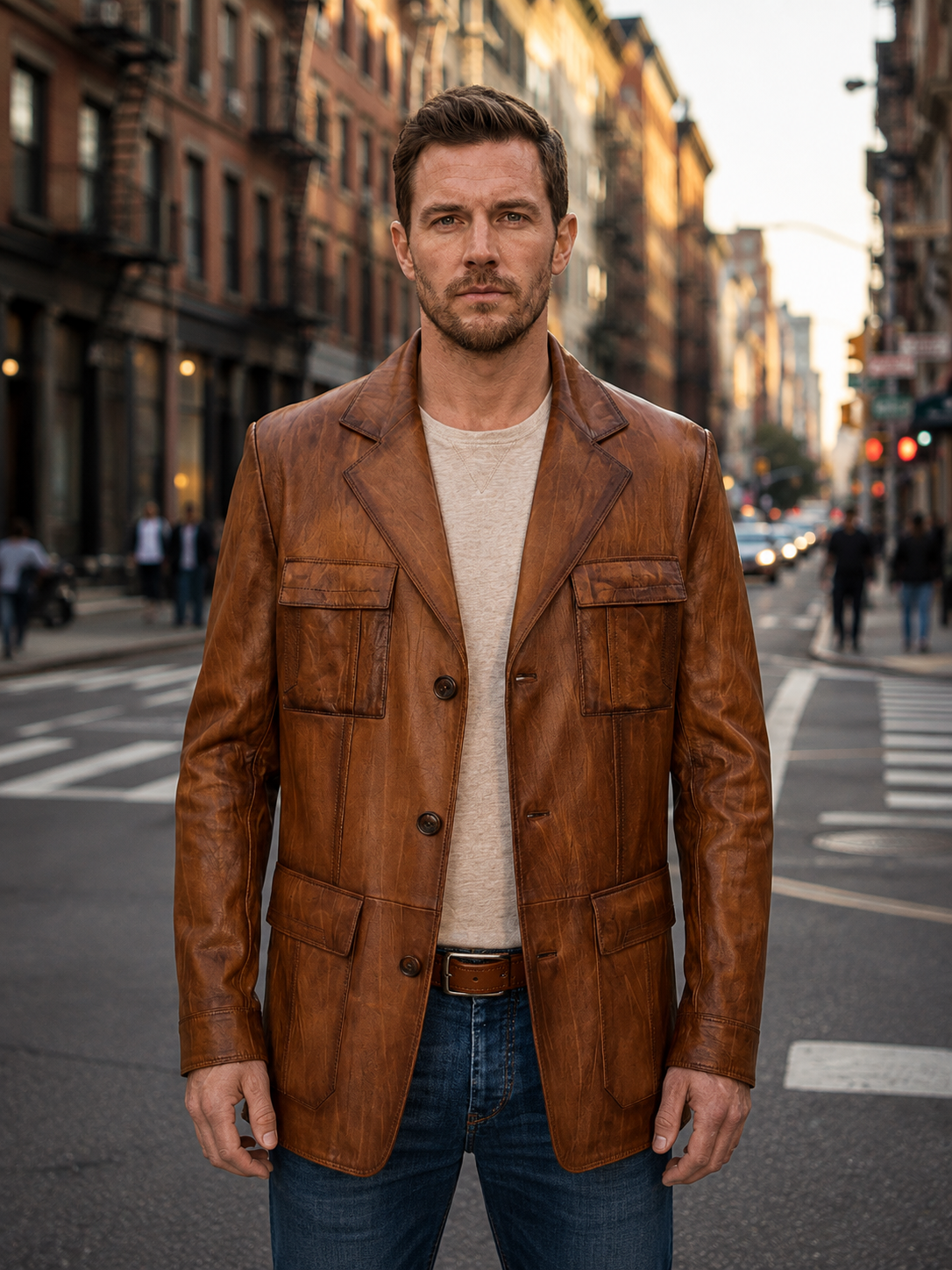 Camel Kevin Brown Coat For Men