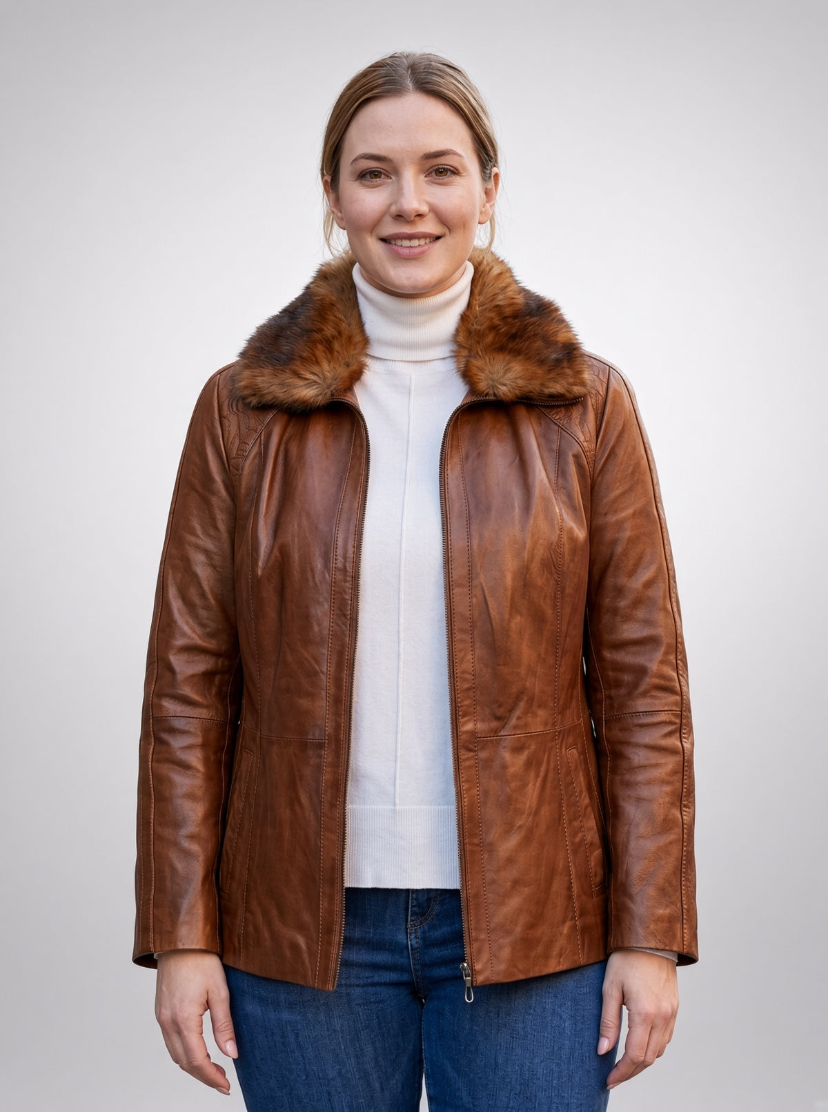 Camel Samantha Women Leather Jacket