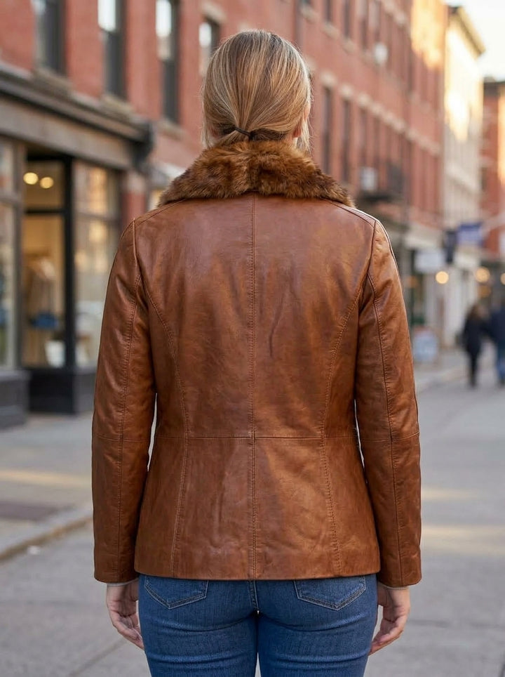 Camel Samantha Women Leather Jacket