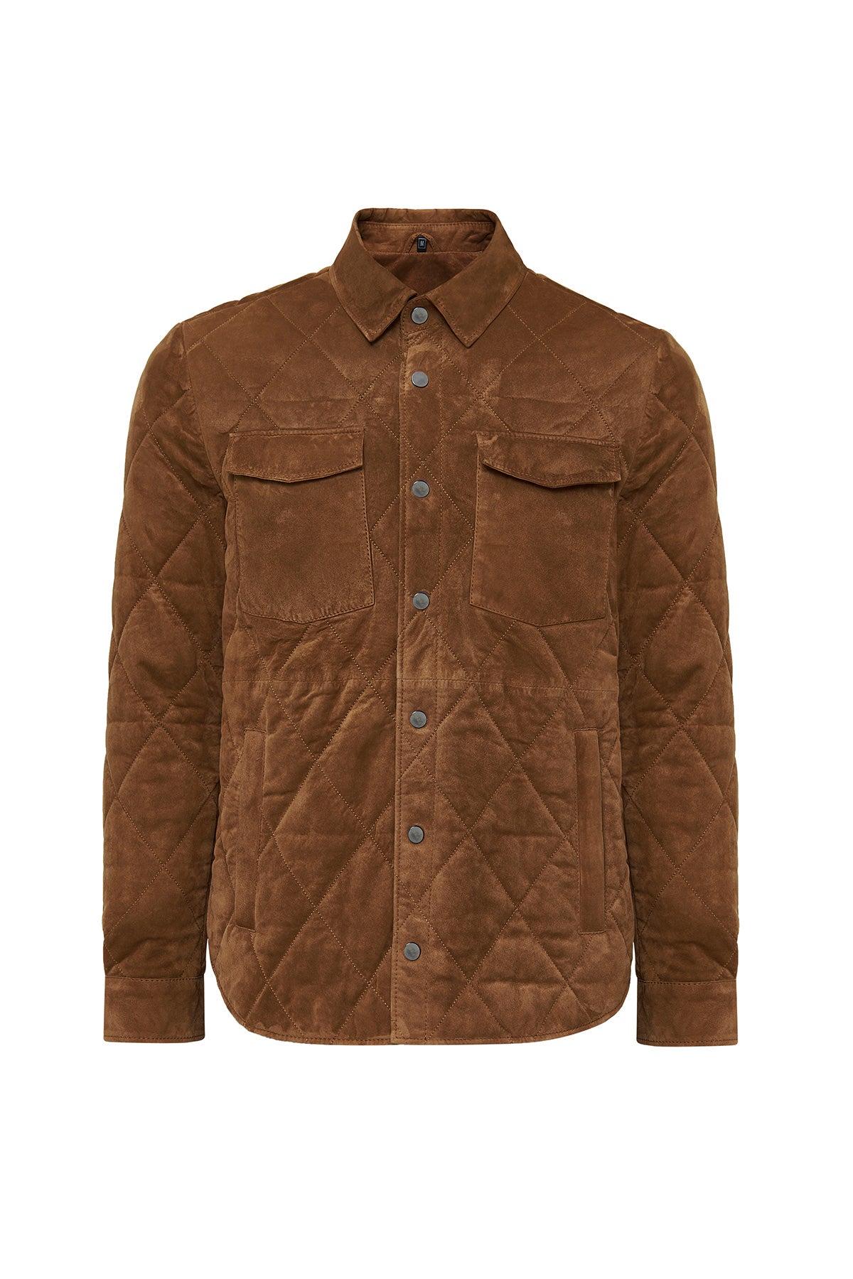  Camel Shirt Collar Men’s Suede Leather Coat