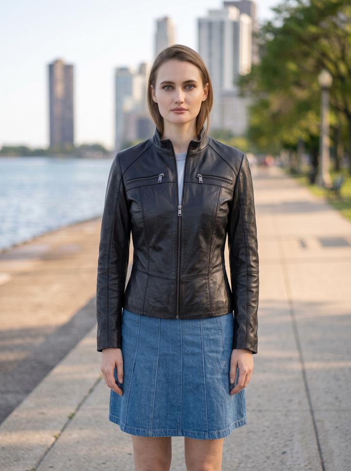 Camillie Good Outfit Black Leather Jacket For Women