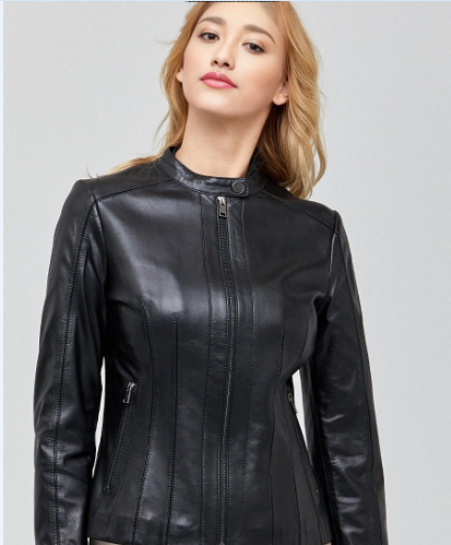 Georgia Stylish Leather Jacket for Women - Black