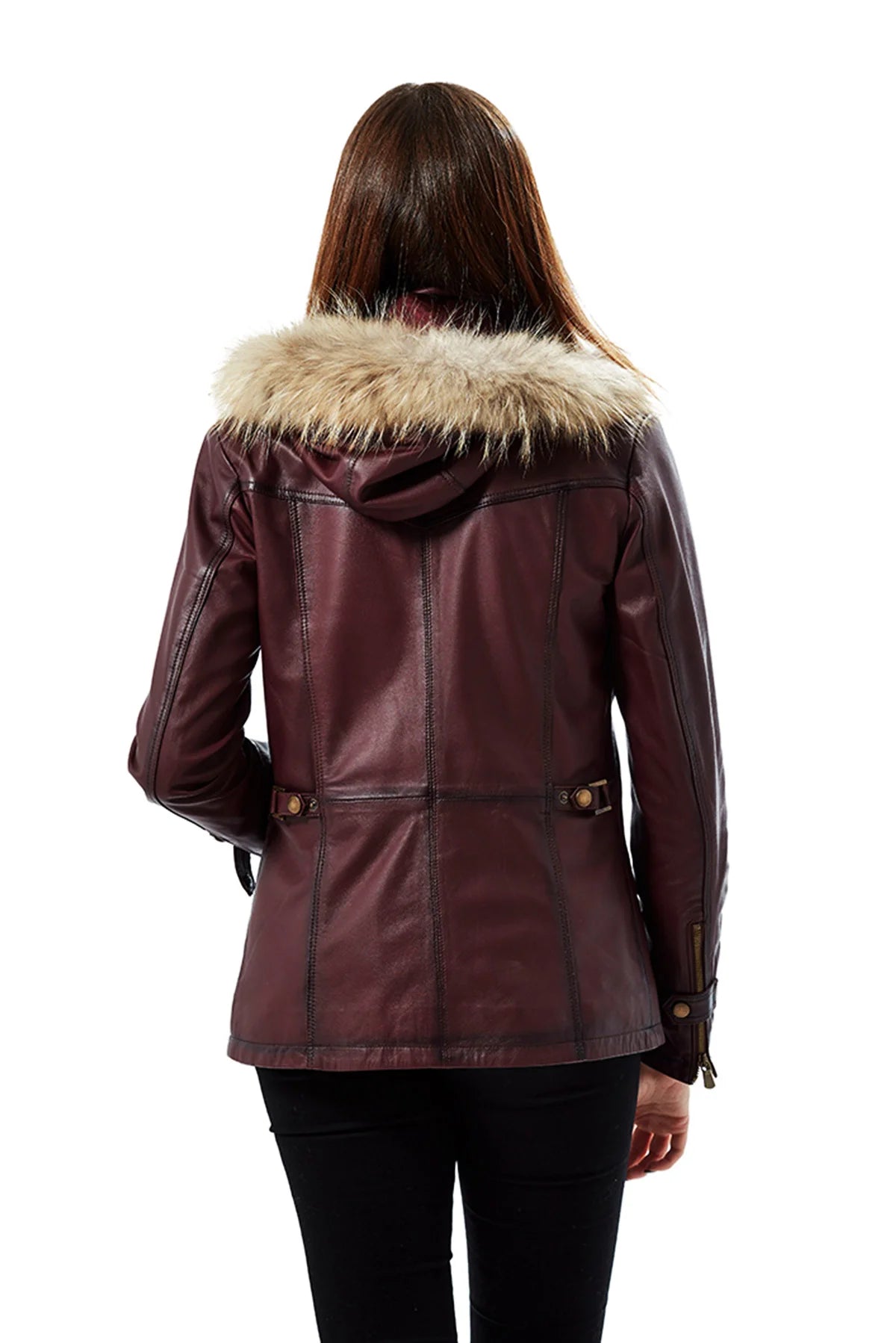 Victoria Brown Waxed 100% Real Leather Jacket For Women