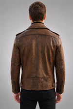 Carter Biker Brown Leather Jacket For Men