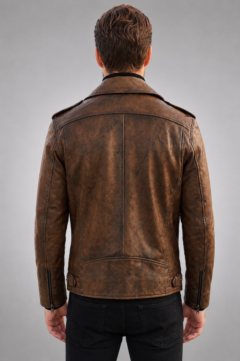 Carter Biker Brown Leather Jacket For Men
