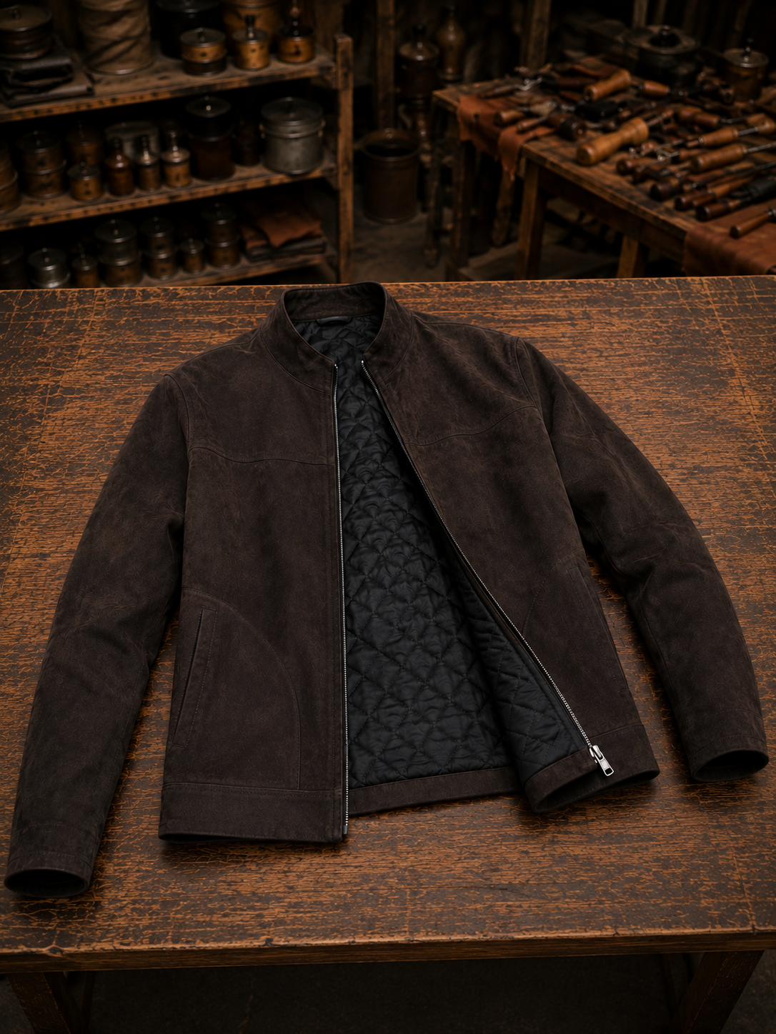 Carter Suede Brown  Leather Jacket For Men