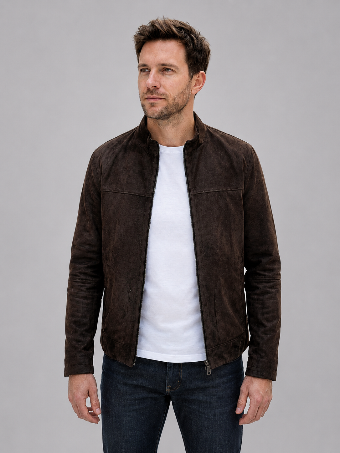 Carter Suede Brown  Leather Jacket For Men