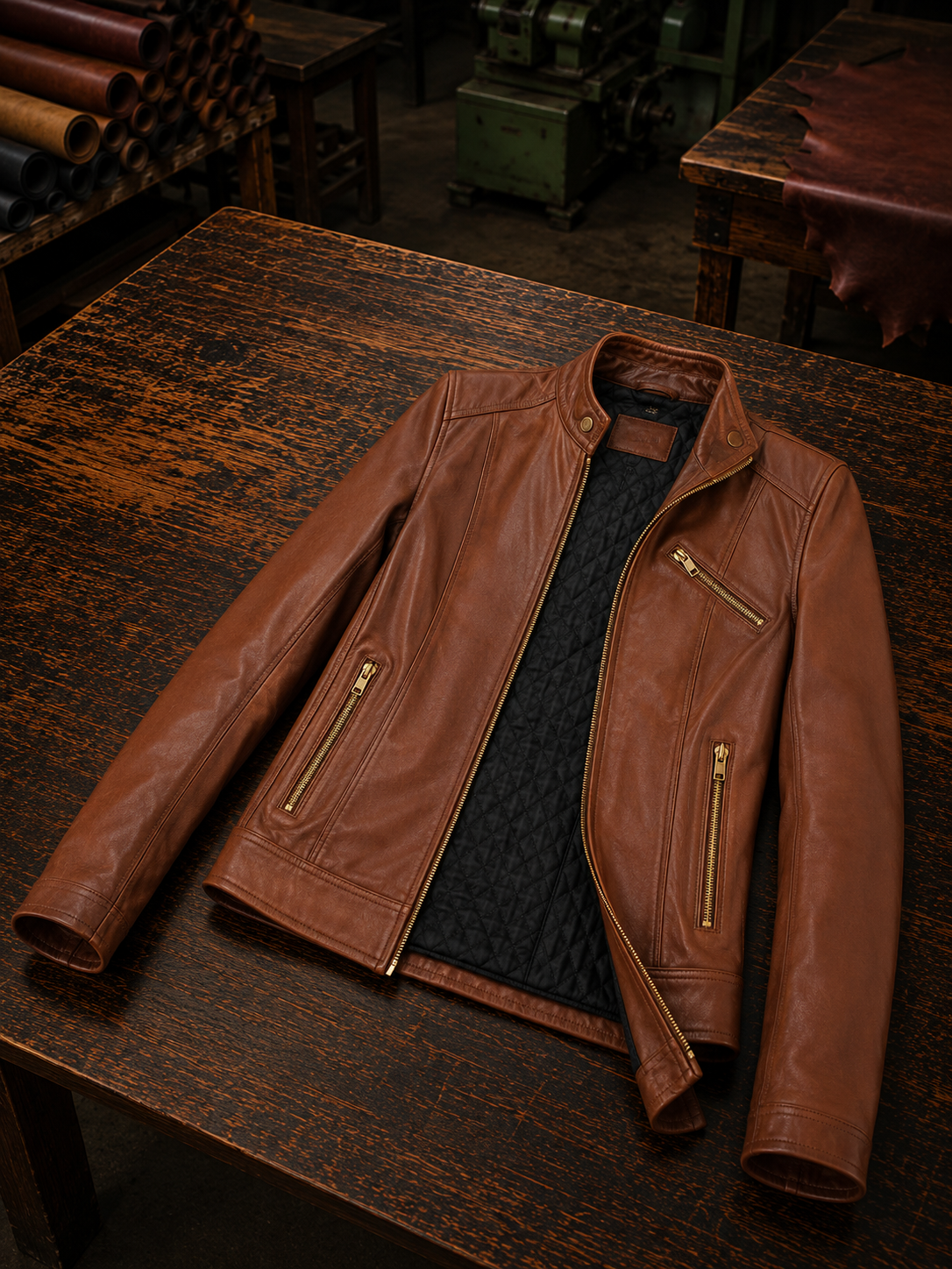 Catherine Brown Real Leather Jacket For Men